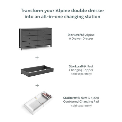 Alpine Gray 6 Drawer Dresser GREENGUARD Gold Certified